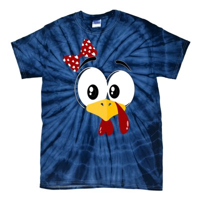 Funny Thanksgiving Cute Turkey Face Costume Autumn Tie-Dye T-Shirt