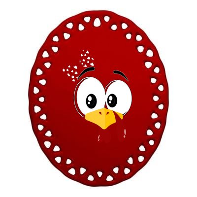 Funny Thanksgiving Cute Turkey Face Costume Autumn Ceramic Oval Ornament