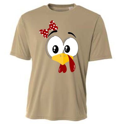 Funny Thanksgiving Cute Turkey Face Costume Autumn Cooling Performance Crew T-Shirt