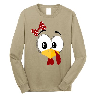 Funny Thanksgiving Cute Turkey Face Costume Autumn Long Sleeve Shirt