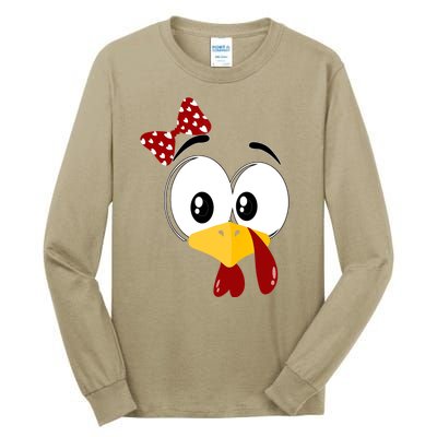 Funny Thanksgiving Cute Turkey Face Costume Autumn Tall Long Sleeve T-Shirt