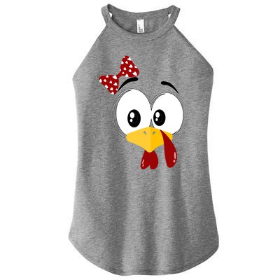 Funny Thanksgiving Cute Turkey Face Costume Autumn Women’s Perfect Tri Rocker Tank