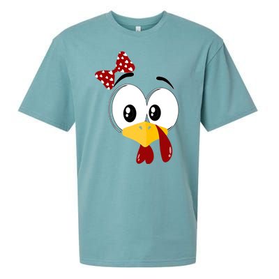 Funny Thanksgiving Cute Turkey Face Costume Autumn Sueded Cloud Jersey T-Shirt