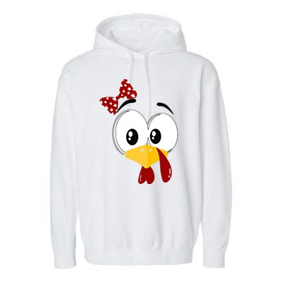 Funny Thanksgiving Cute Turkey Face Costume Autumn Garment-Dyed Fleece Hoodie