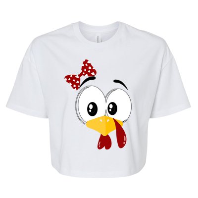 Funny Thanksgiving Cute Turkey Face Costume Autumn Bella+Canvas Jersey Crop Tee