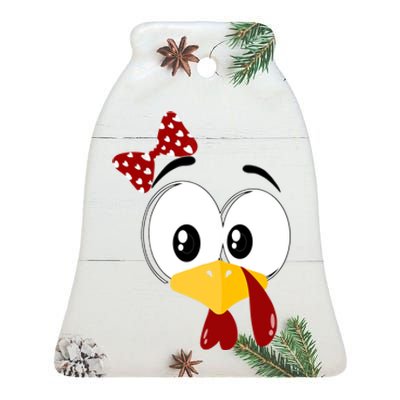 Funny Thanksgiving Cute Turkey Face Costume Autumn Ceramic Bell Ornament