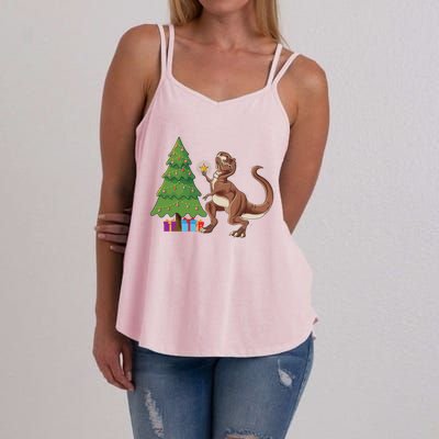 Funny Trex Christmas Tree Topper Gift Women's Strappy Tank