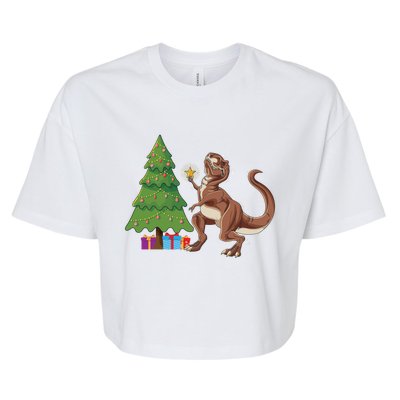 Funny Trex Christmas Tree Topper Gift Bella+Canvas Jersey Crop Tee