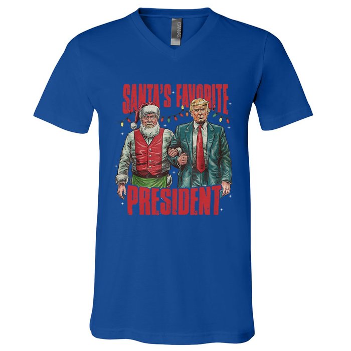 Funny Trump Christmas SantaS Favorite President Vintage Gift V-Neck T-Shirt