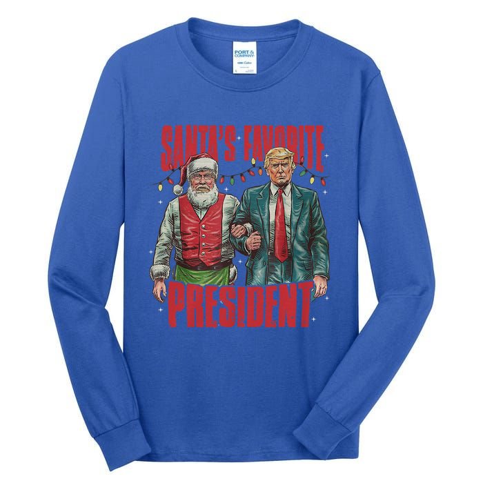 Funny Trump Christmas SantaS Favorite President Vintage Gift Tall Long Sleeve T-Shirt