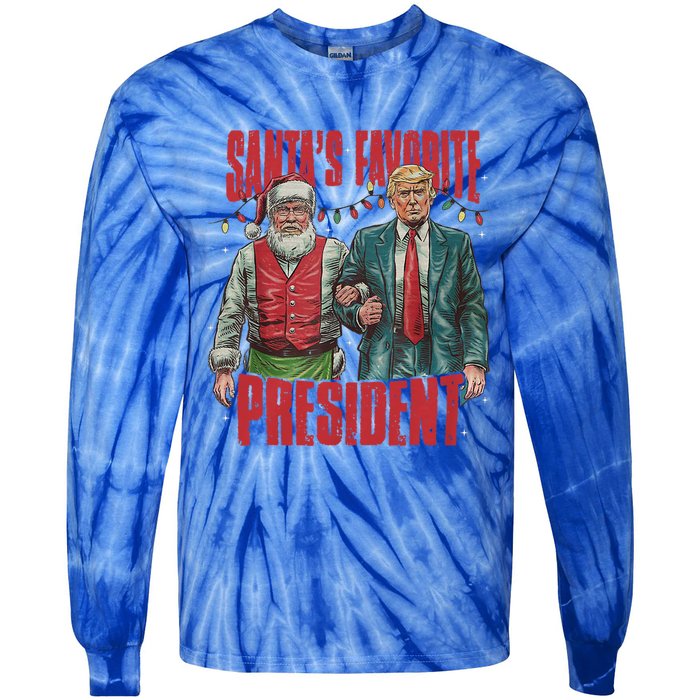 Funny Trump Christmas SantaS Favorite President Vintage Gift Tie-Dye Long Sleeve Shirt