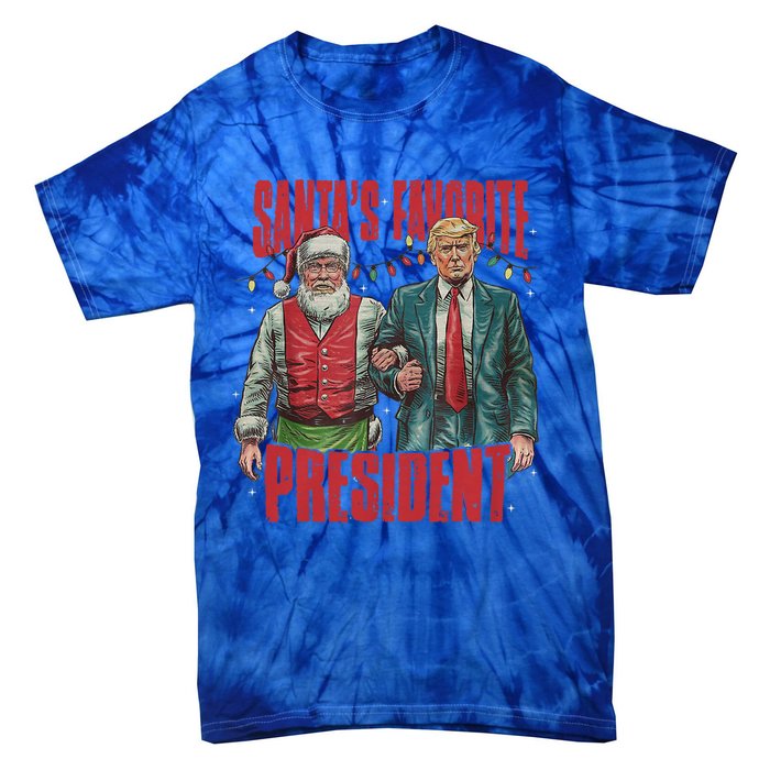 Funny Trump Christmas SantaS Favorite President Vintage Gift Tie-Dye T-Shirt