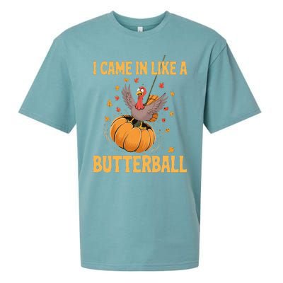 Funny Thanksgiving Came In Like A Butterball Sueded Cloud Jersey T-Shirt