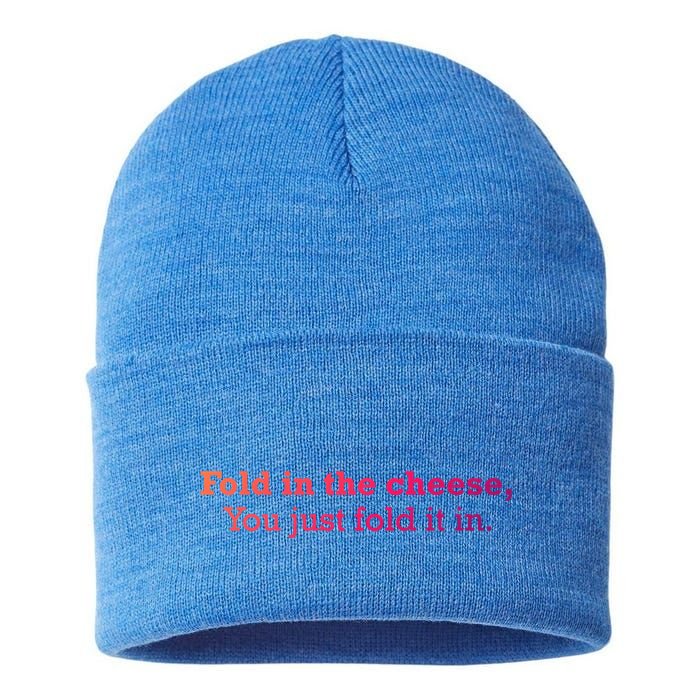 Fold The Cheese You Just Fold It In Funny Cheese Lover Funn Funny Gift Sustainable Knit Beanie