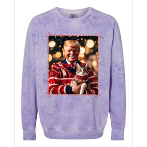 Funny Trump Christmas Sweater For Cat Lovers Colorblast Crewneck Sweatshirt