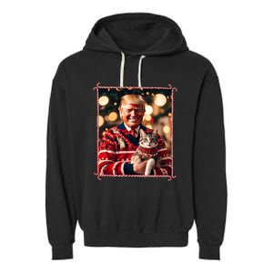 Funny Trump Christmas Sweater For Cat Lovers Garment-Dyed Fleece Hoodie