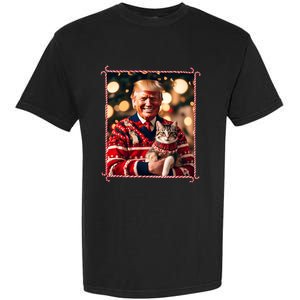 Funny Trump Christmas Sweater For Cat Lovers Garment-Dyed Heavyweight T-Shirt