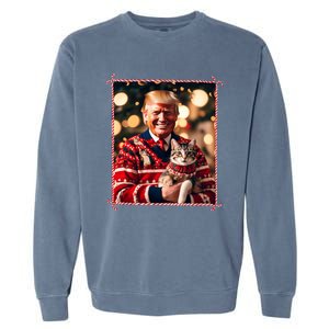 Funny Trump Christmas Sweater For Cat Lovers Garment-Dyed Sweatshirt