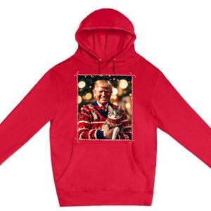 Funny Trump Christmas Sweater For Cat Lovers Premium Pullover Hoodie