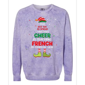 French Teacher Christmas Elf Christmas Cheer Colorblast Crewneck Sweatshirt