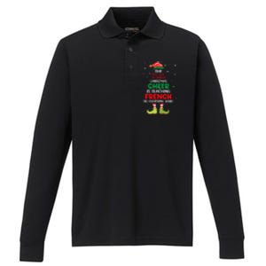 French Teacher Christmas Elf Christmas Cheer Performance Long Sleeve Polo