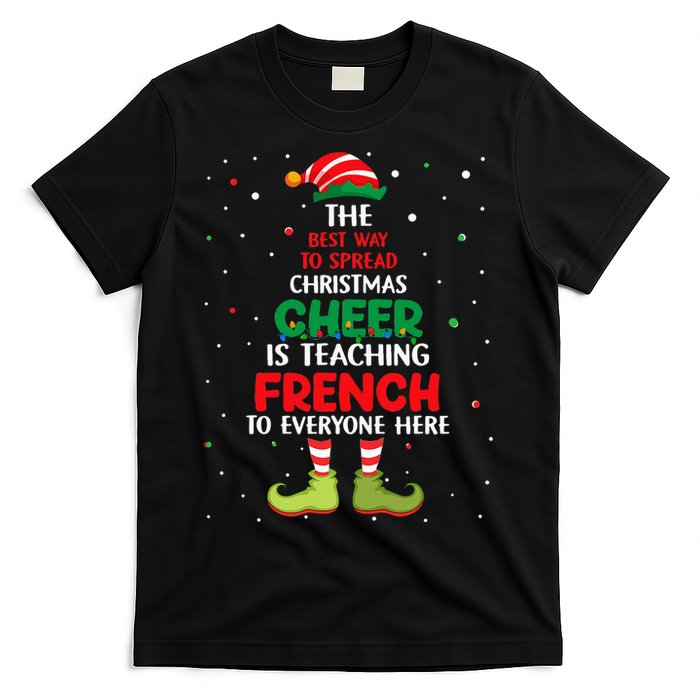 French Teacher Christmas Elf Christmas Cheer T-Shirt