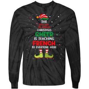 French Teacher Christmas Elf Christmas Cheer Tie-Dye Long Sleeve Shirt