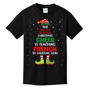 French Teacher Christmas Elf Christmas Cheer Kids T-Shirt