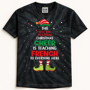 French Teacher Christmas Elf Christmas Cheer Kids Tie-Dye T-Shirt