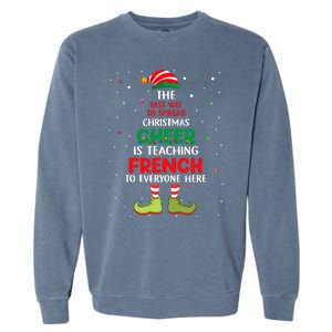 French Teacher Christmas Elf Christmas Cheer Garment-Dyed Sweatshirt