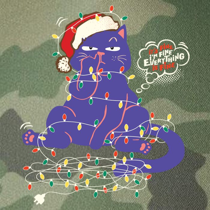 Funny Tangled Christmas Lights Cat Im Fine Everything Is Fine Legacy Tie Dye Trucker Hat