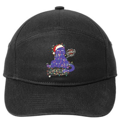 Funny Tangled Christmas Lights Cat Im Fine Everything Is Fine 7-Panel Snapback Hat