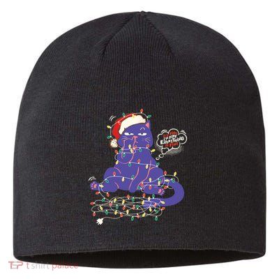 Funny Tangled Christmas Lights Cat Im Fine Everything Is Fine Sustainable Beanie