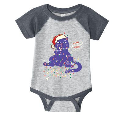 Funny Tangled Christmas Lights Cat Im Fine Everything Is Fine Infant Baby Jersey Bodysuit
