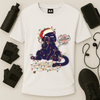 Funny Tangled Christmas Lights Cat Im Fine Everything Is Fine Cooling Performance Crew T-Shirt