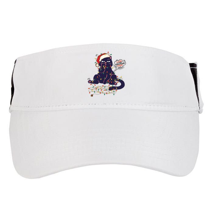 Funny Tangled Christmas Lights Cat Im Fine Everything Is Fine Adult Drive Performance Visor