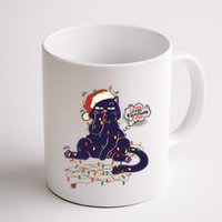 Funny Tangled Christmas Lights Cat Im Fine Everything Is Fine Mug