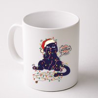 Funny Tangled Christmas Lights Cat Im Fine Everything Is Fine Mug
