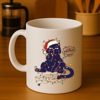 Funny Tangled Christmas Lights Cat Im Fine Everything Is Fine Mug