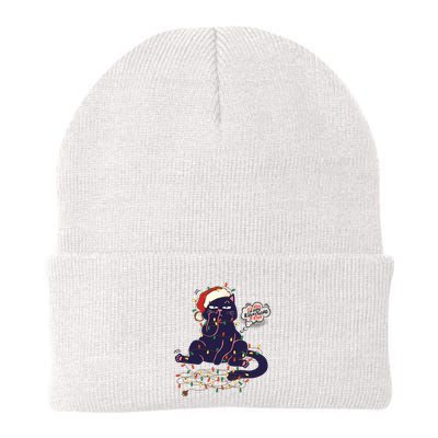 Funny Tangled Christmas Lights Cat Im Fine Everything Is Fine Beanie