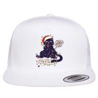 Funny Tangled Christmas Lights Cat Im Fine Everything Is Fine Flat Bill Trucker Hat