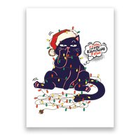 Funny Tangled Christmas Lights Cat Im Fine Everything Is Fine Poster