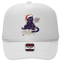 Funny Tangled Christmas Lights Cat Im Fine Everything Is Fine Trucker Hat