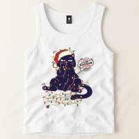 Funny Tangled Christmas Lights Cat Im Fine Everything Is Fine Tank Top
