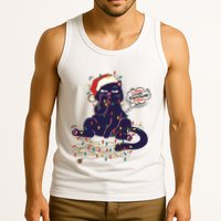 Funny Tangled Christmas Lights Cat Im Fine Everything Is Fine Tank Top