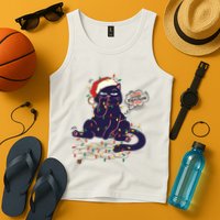 Funny Tangled Christmas Lights Cat Im Fine Everything Is Fine Tank Top