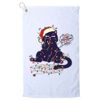 Funny Tangled Christmas Lights Cat Im Fine Everything Is Fine Platinum Collection Golf Towel