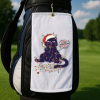 Funny Tangled Christmas Lights Cat Im Fine Everything Is Fine Golf Towel