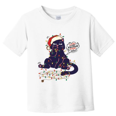 Funny Tangled Christmas Lights Cat Im Fine Everything Is Fine Toddler T-Shirt