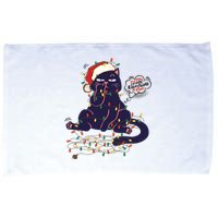 Funny Tangled Christmas Lights Cat Im Fine Everything Is Fine Microfiber Hand Towel